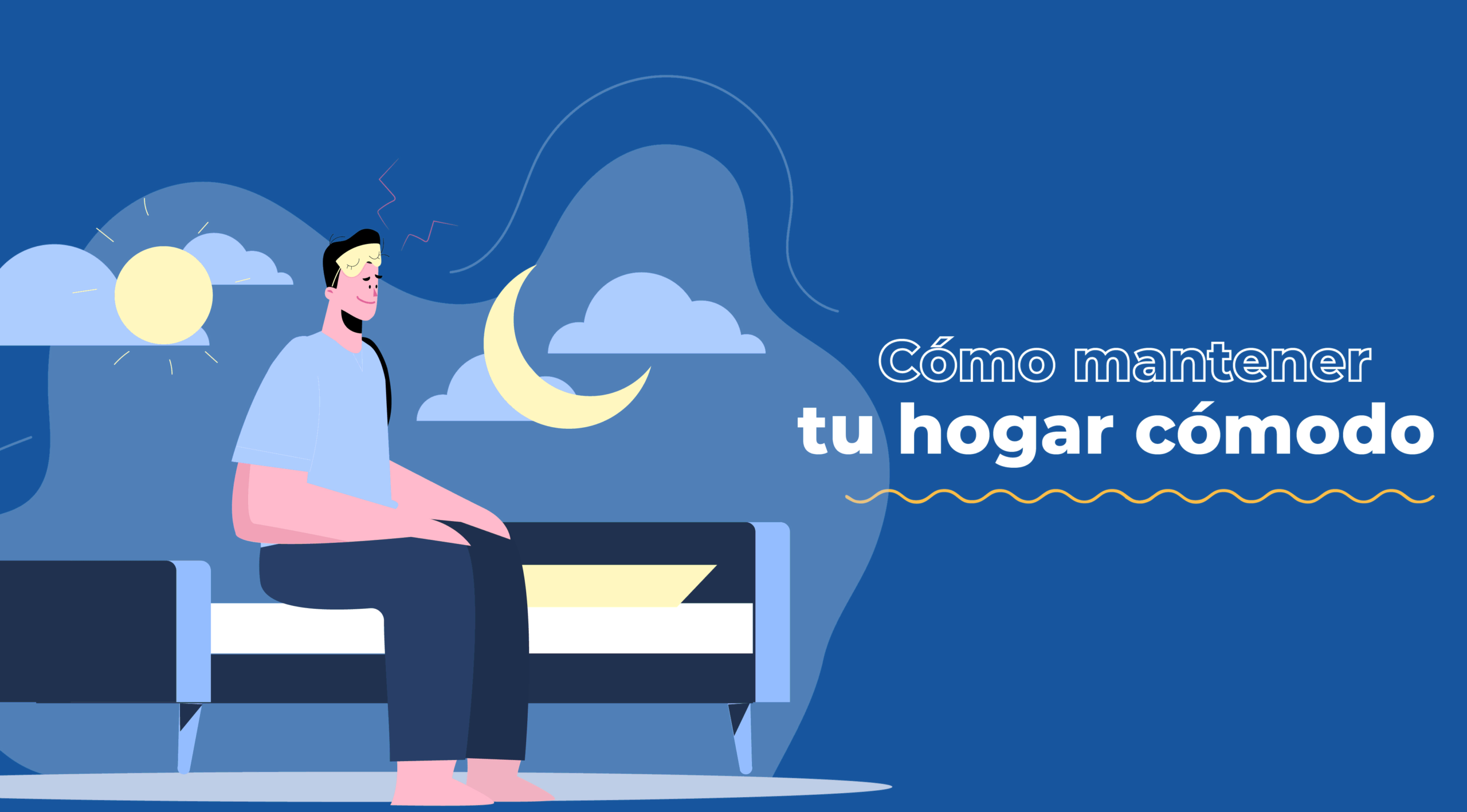 Interior de sala con persona ajustando el termostato y enfriador/frío con un consumo eficiente de energía: uso de A/C inverter y ventiladores Frikko